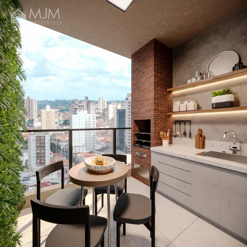 Sacada com churrasqueira e vista da cidade