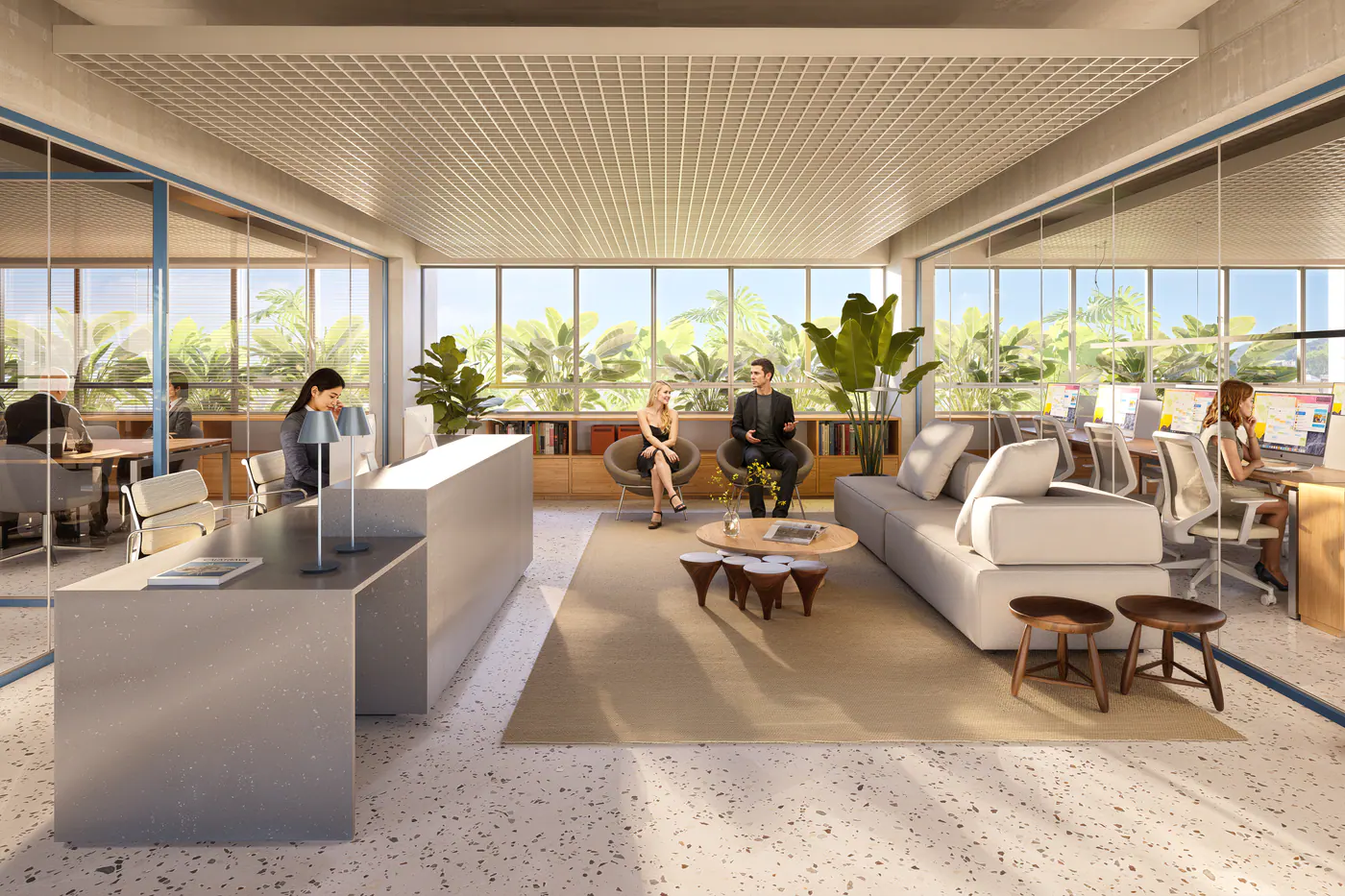 Perspectiva da sala de 684 m²
