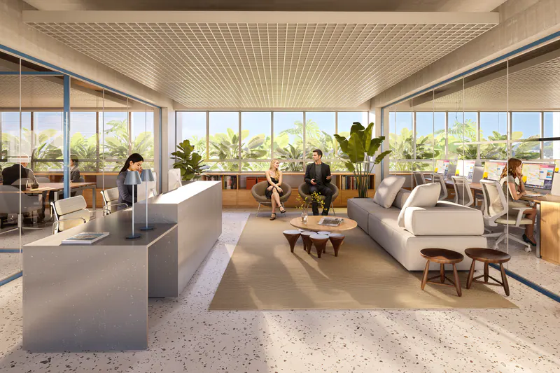 Perspectiva da sala de 684 m²